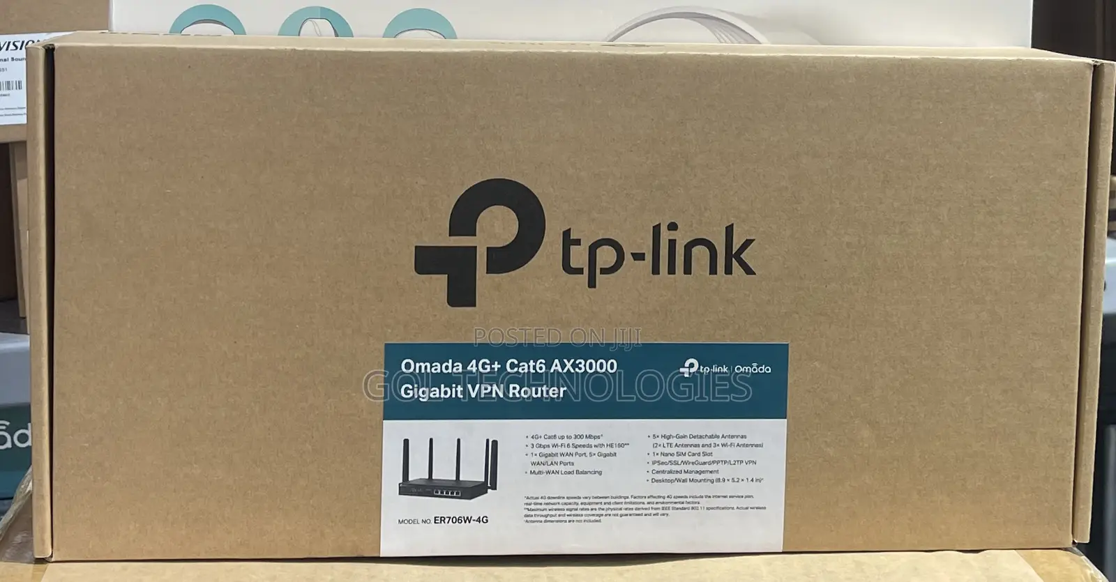 Tp Link Omada 4g+ Cat6 Ax3000 Gigabit VPN Router Er706w-4g