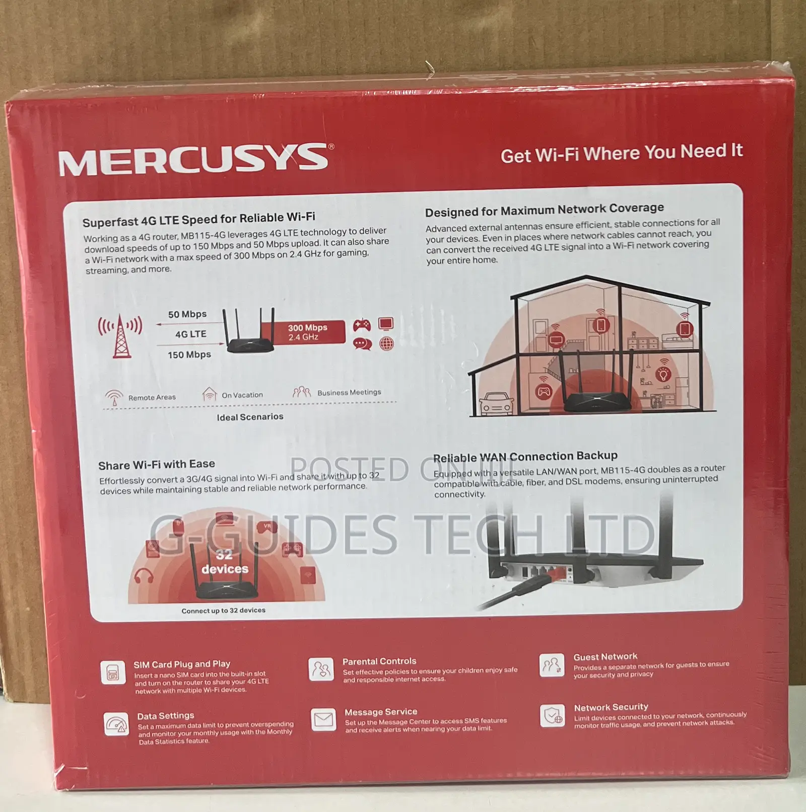 Mercusys 300mbps Wireless 4g Router Mb115-4g