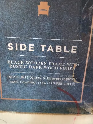 Coberg Side Table Black Wooden Frame With Rustic Dark Wood Bedside
