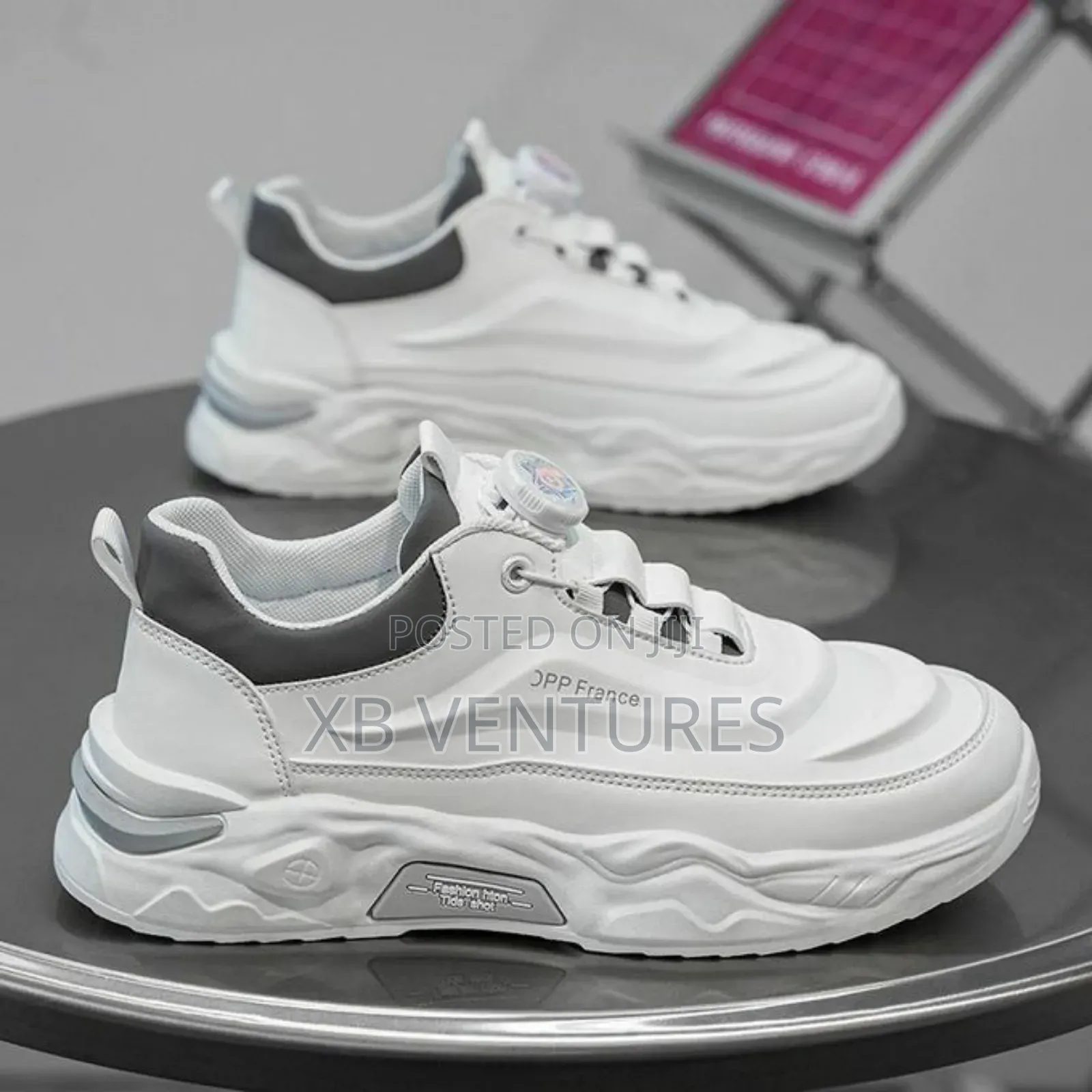 Fashionable Rotating Button Casual Shoes - White