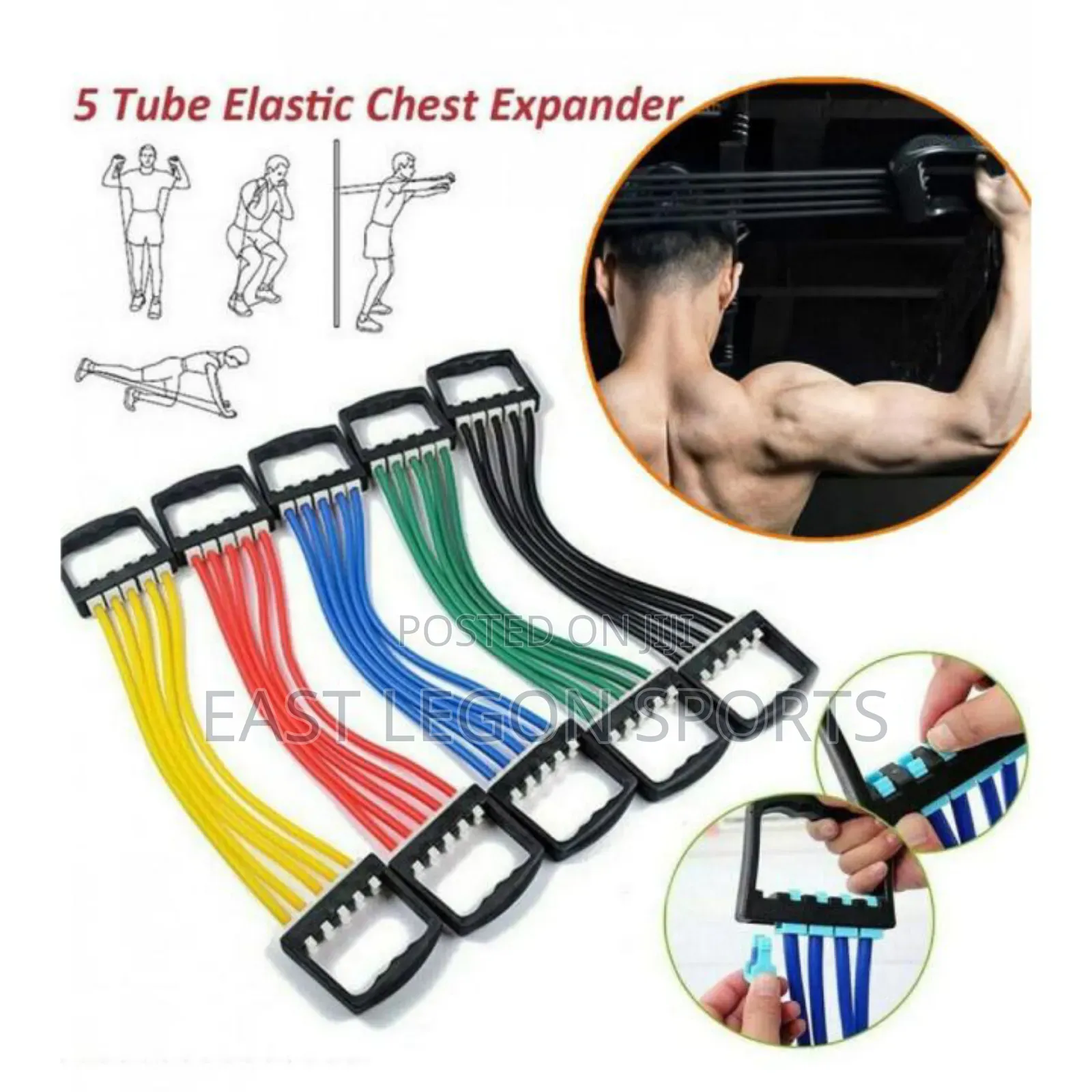Resistance Tube Elastic Chest Expander Workout Gym Abs