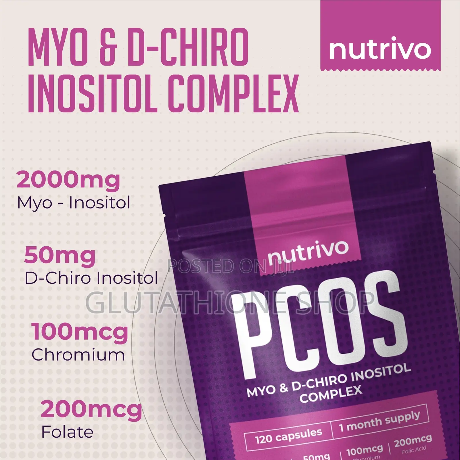 Nutrivo Pcos Myo Inositol D Chiro Inositol - 120 Capsules