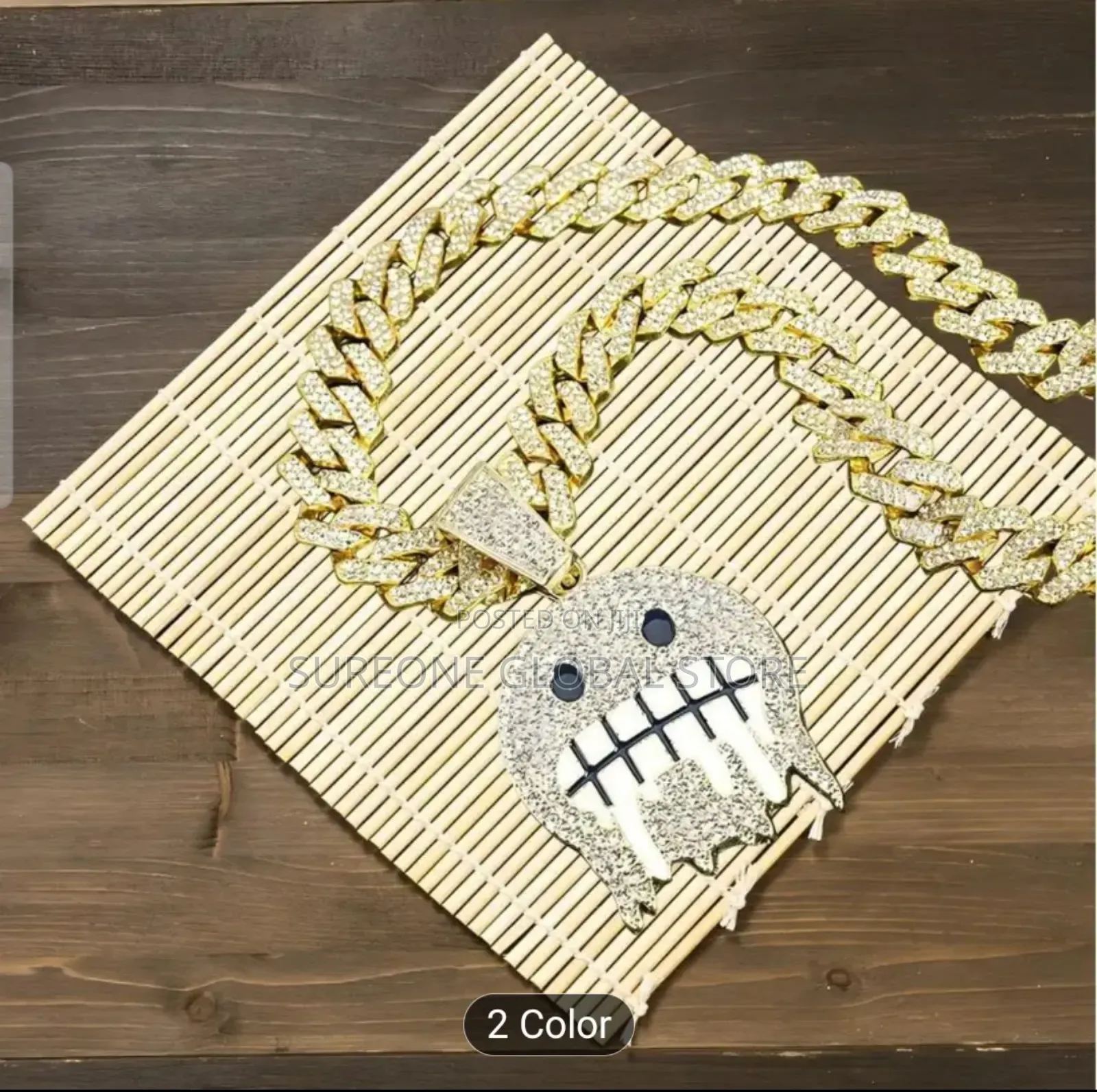 Hip Hop Ice Face Expression Cuban Chain Necklace - Ice Teeth