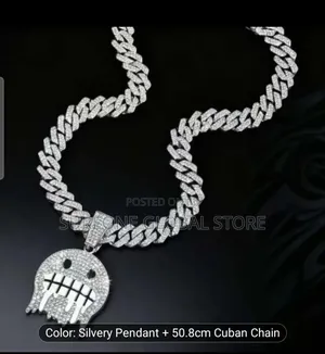 Hip Hop Ice Face Expression Cuban Chain Necklace - Ice Teeth