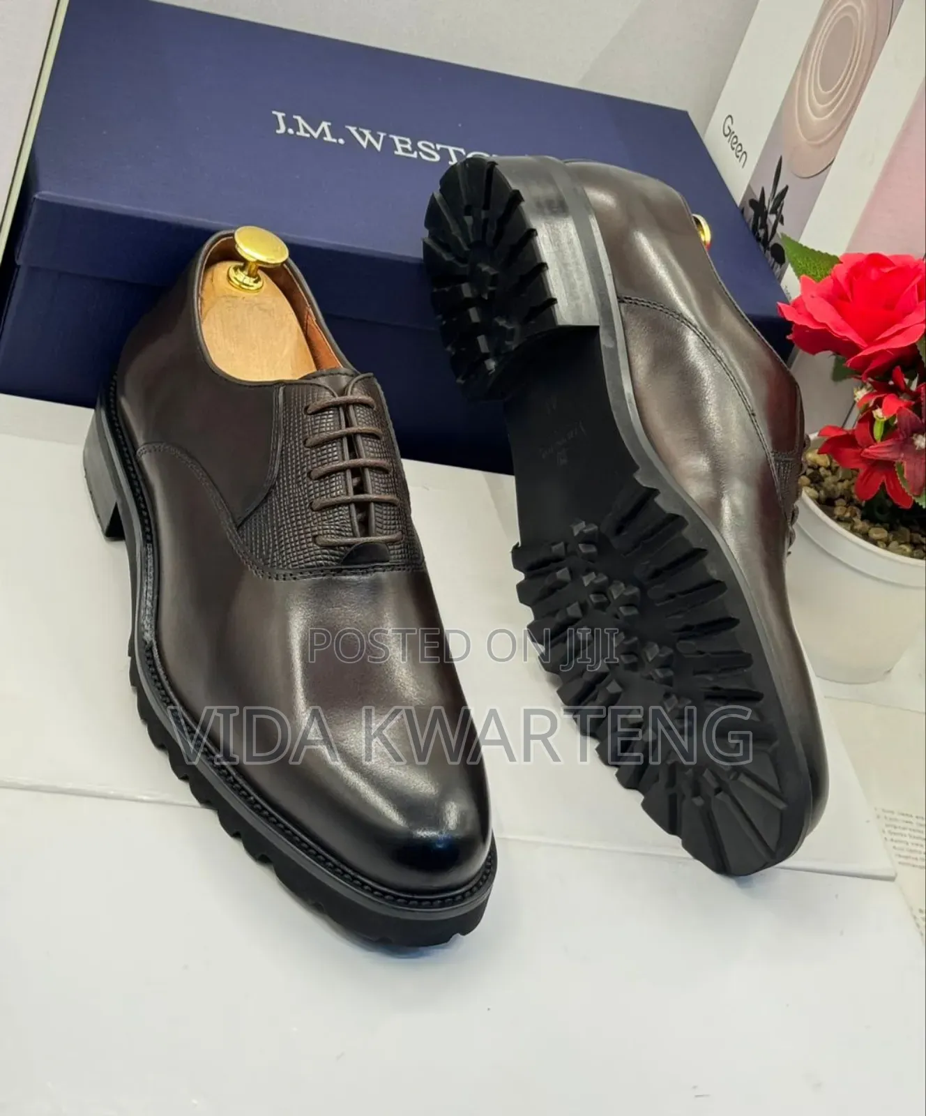 J.M Weston Coffee Brown Leather Shoes