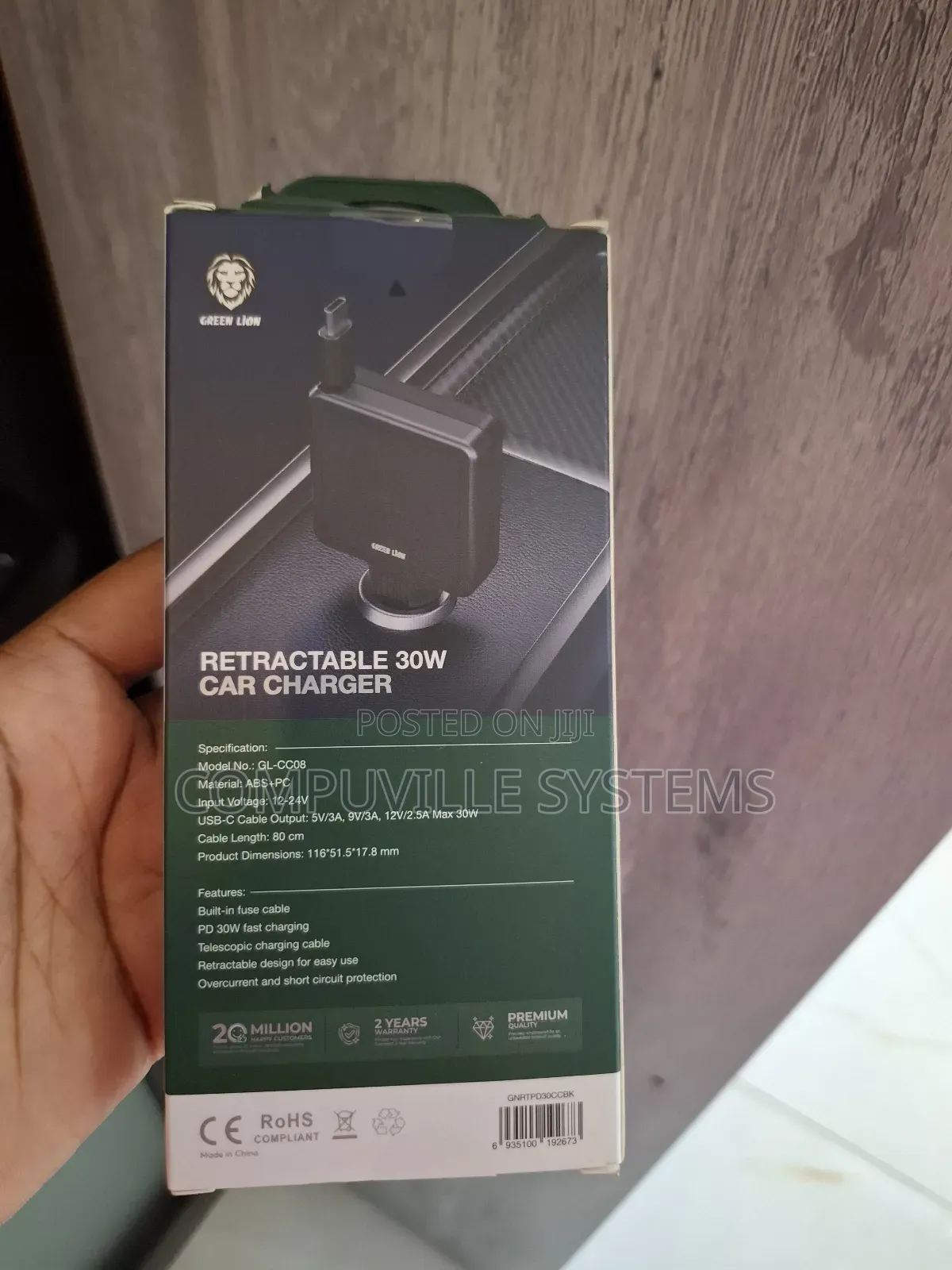 Green Lion Retractable 30w Car Charger