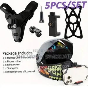 5in1 Motovlog Pov Motorcycle Helmet Chin Camera Phone Strap Mount