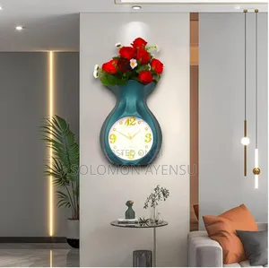 Quality Gold-Toned Plastic Tied Ribbons Wall Mirror With Clock Set.