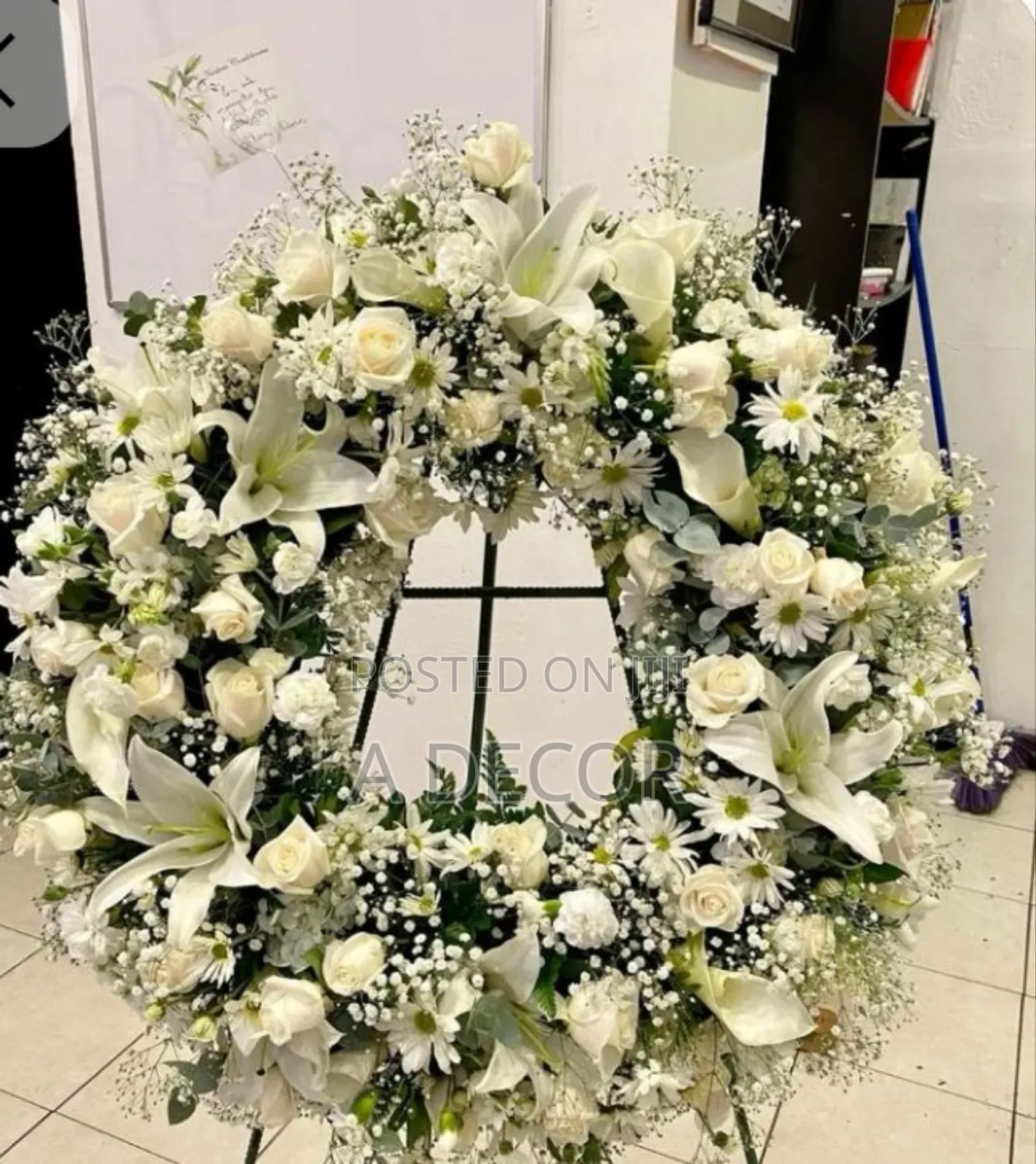 Funeral Wreath and Flower Arrangement