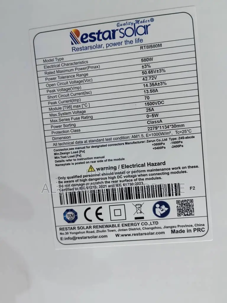 Solar Panel 580w
