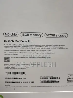 New Laptop Apple Macbook Pro 2025 M5 14-Inch 16GB Apple M5 SSD 512GB