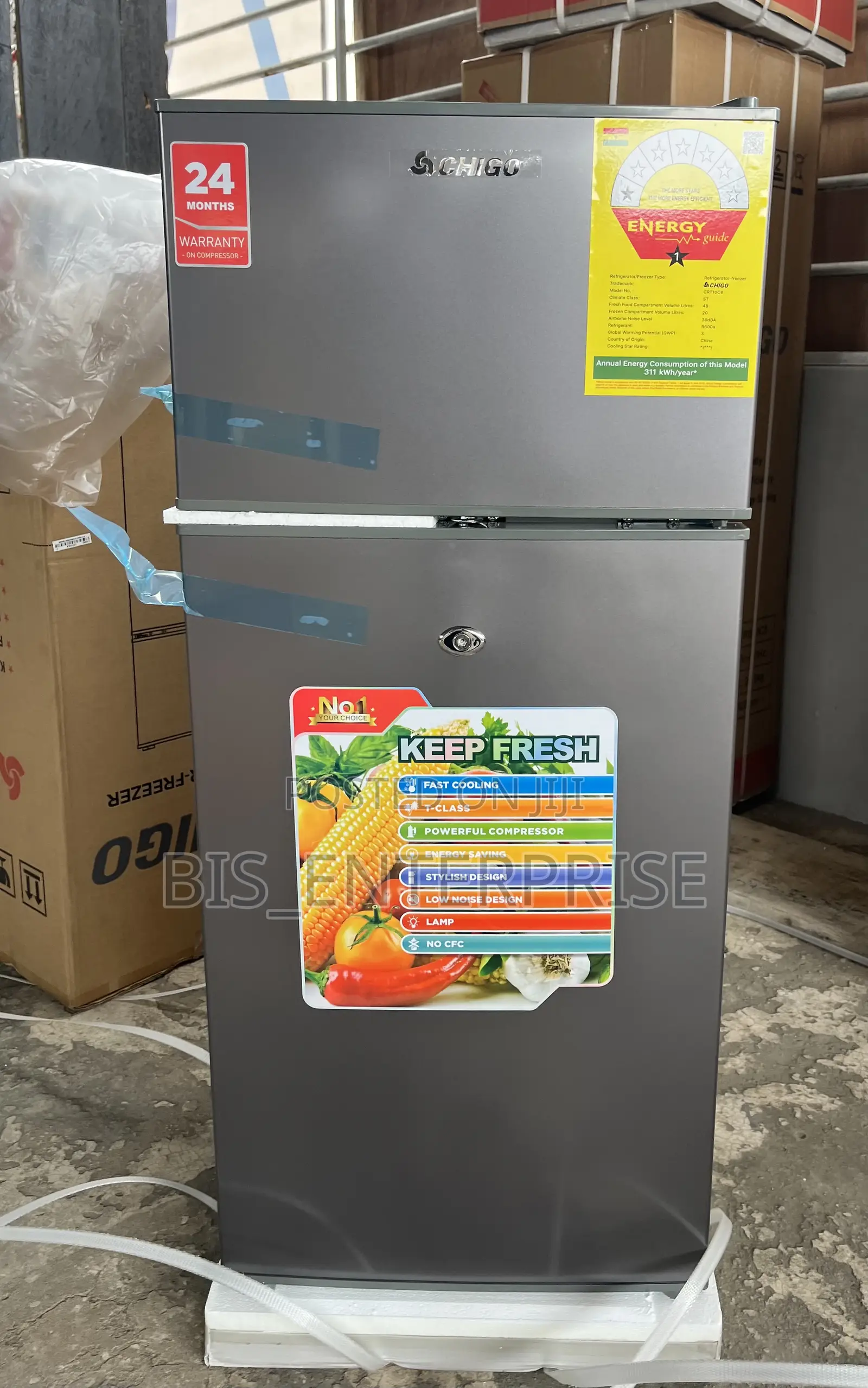 Chigo Double Door Fridge 95 Liters
