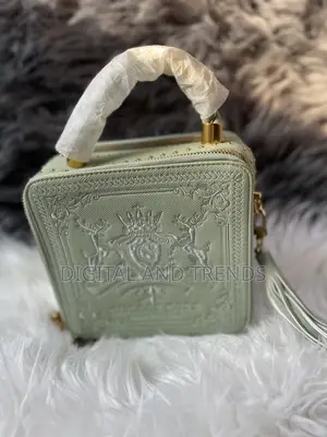 Sage Green Leather Box -Shaped Crossbody Bag.