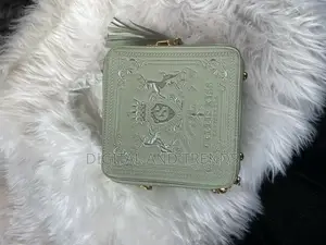 Sage Green Leather Box -Shaped Crossbody Bag.