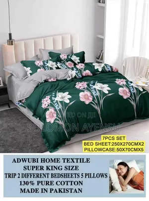 Quality 2 Different Bedsheets With 5 Pillows Cases