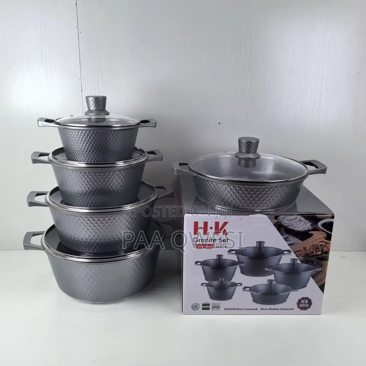 H·Vk Granite Cookware Set – 12pcs Non-Stick Pots