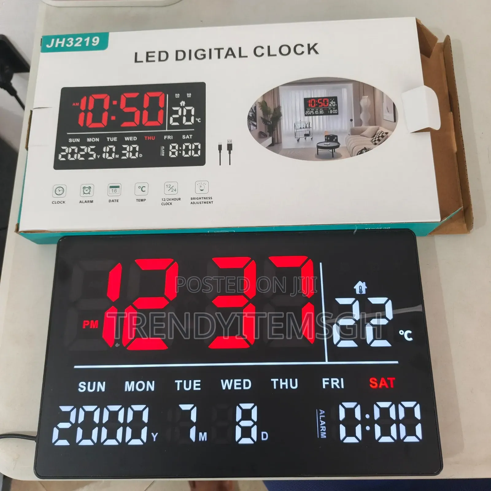 Led Digital Alarm Wall Clock With Adjustable Brightness