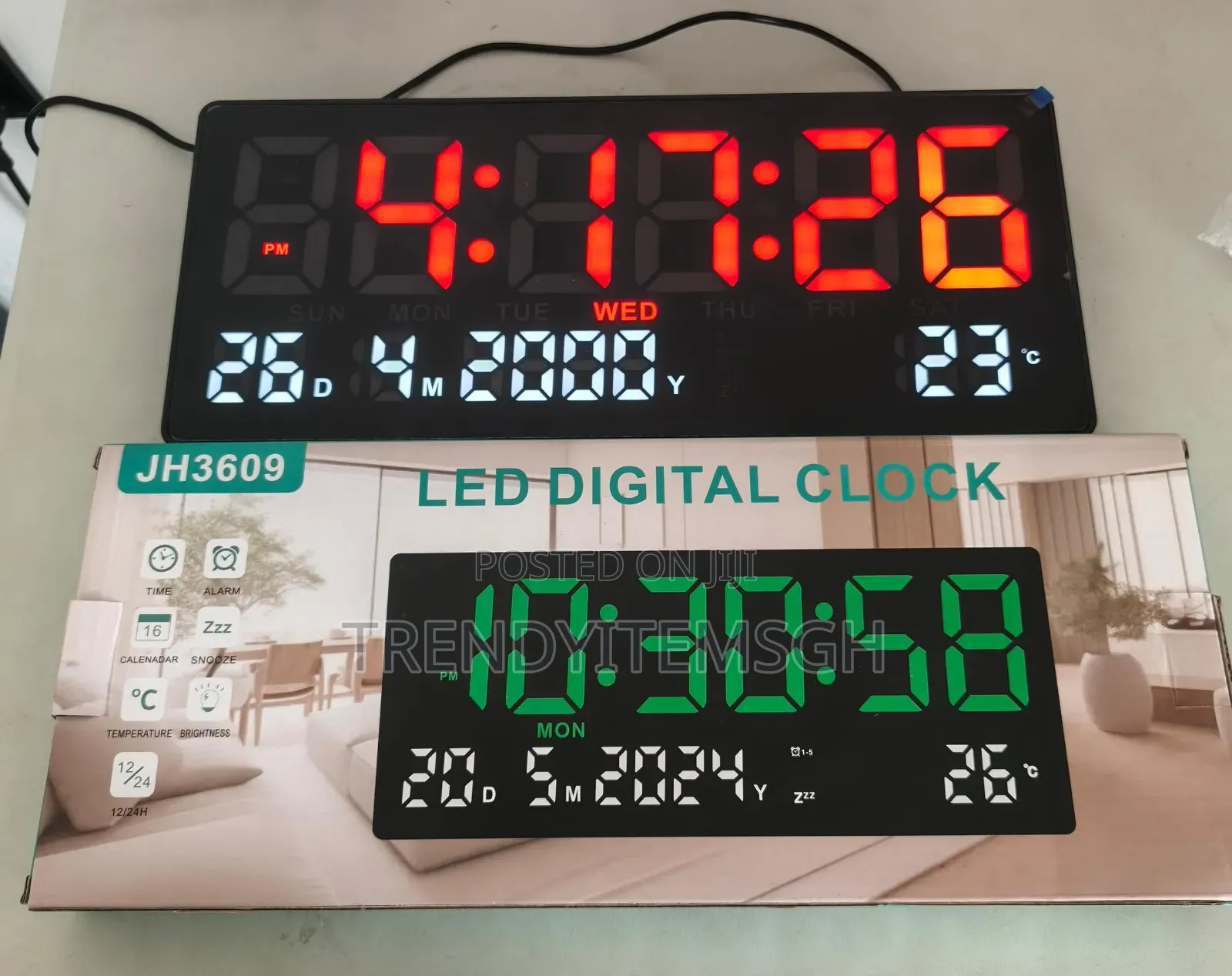Wall Mounted Led Digital Date Time Alarm Temperature Wall Clock