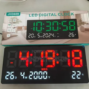 Wall Mounted Led Digital Date Time Alarm Temperature Wall Clock