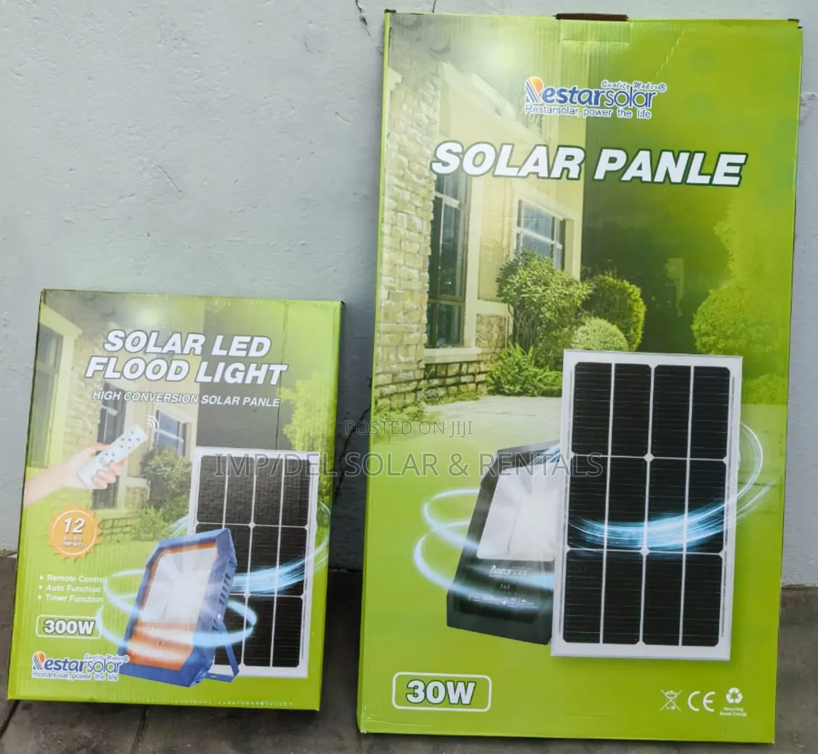 300w Solar Led Floodlight With Panel, Remote Control, Timer Functions