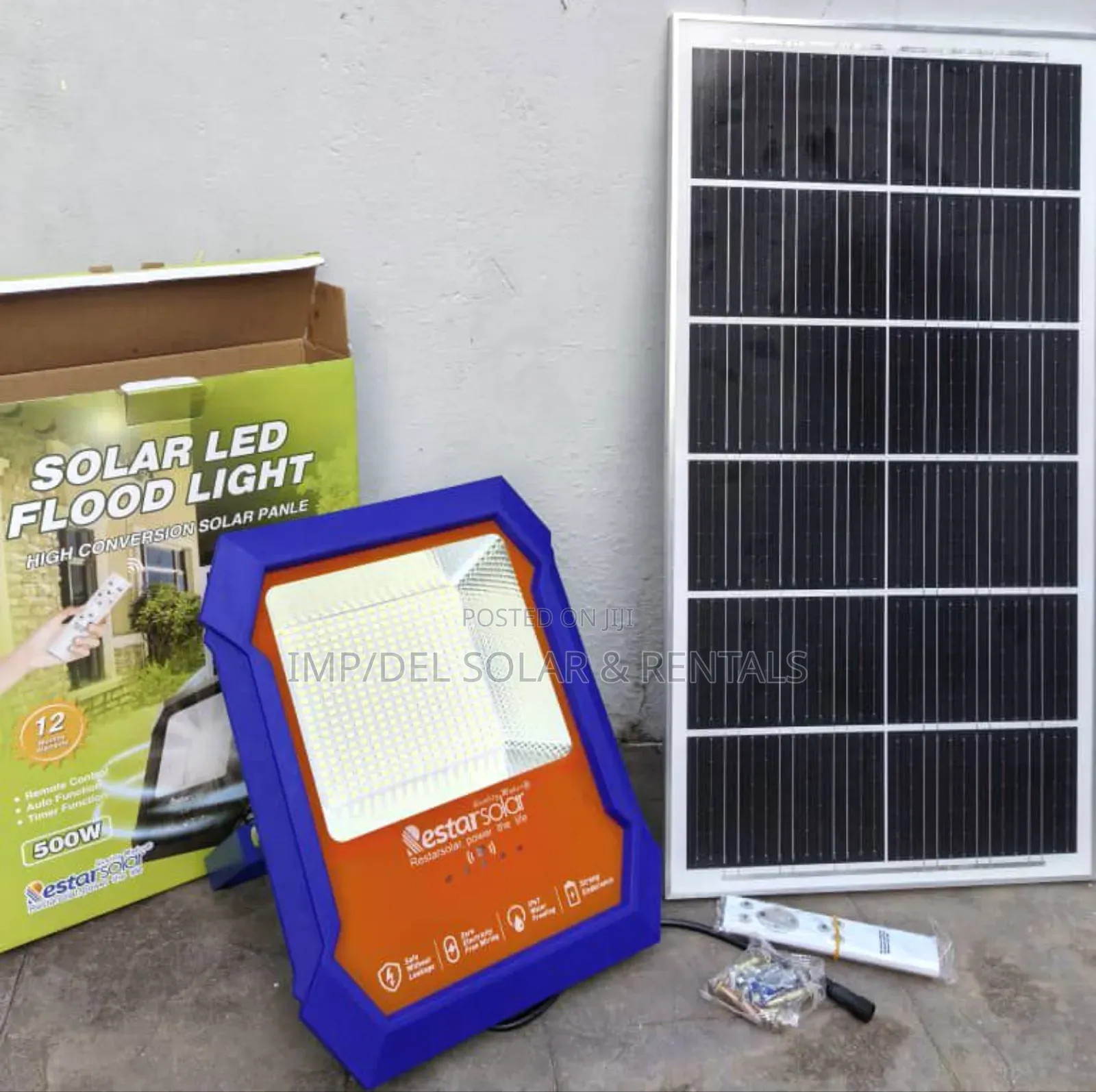 500w Solar Led Floodlight With Panel, Remote Control, Timer Functions ...