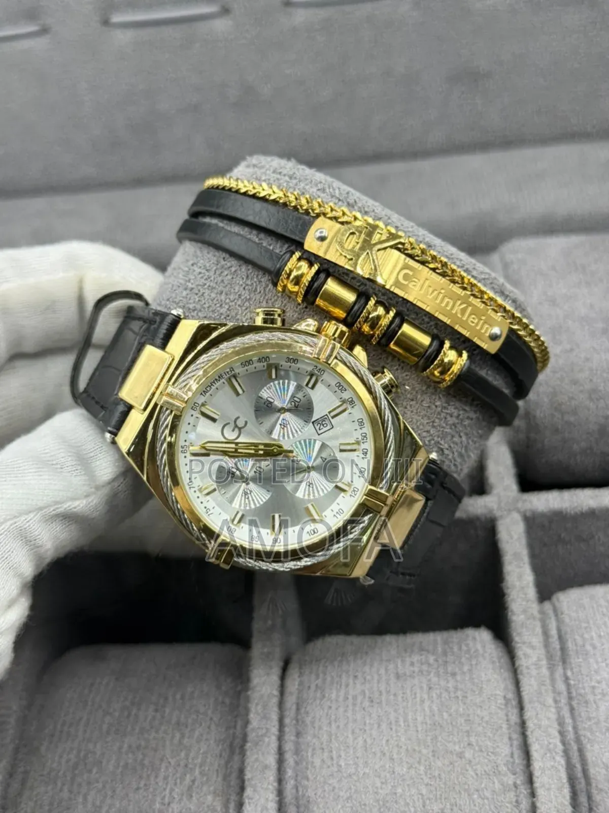 Leather Watch and Bracelet