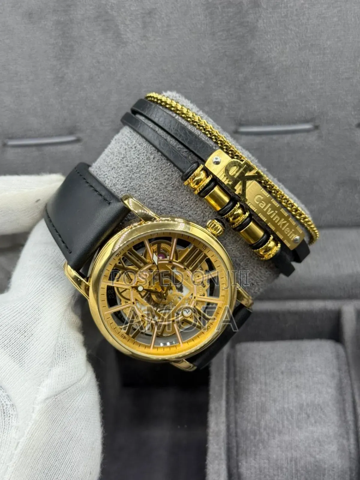 Leather Watch and Bracelet