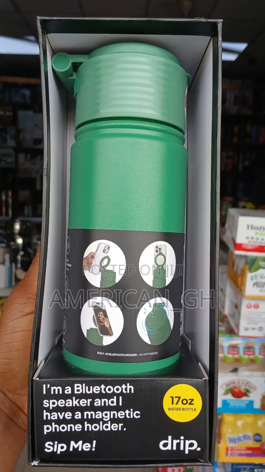 Drip 17oz Water Bottle Bluetooth Speaker With Phone Holder