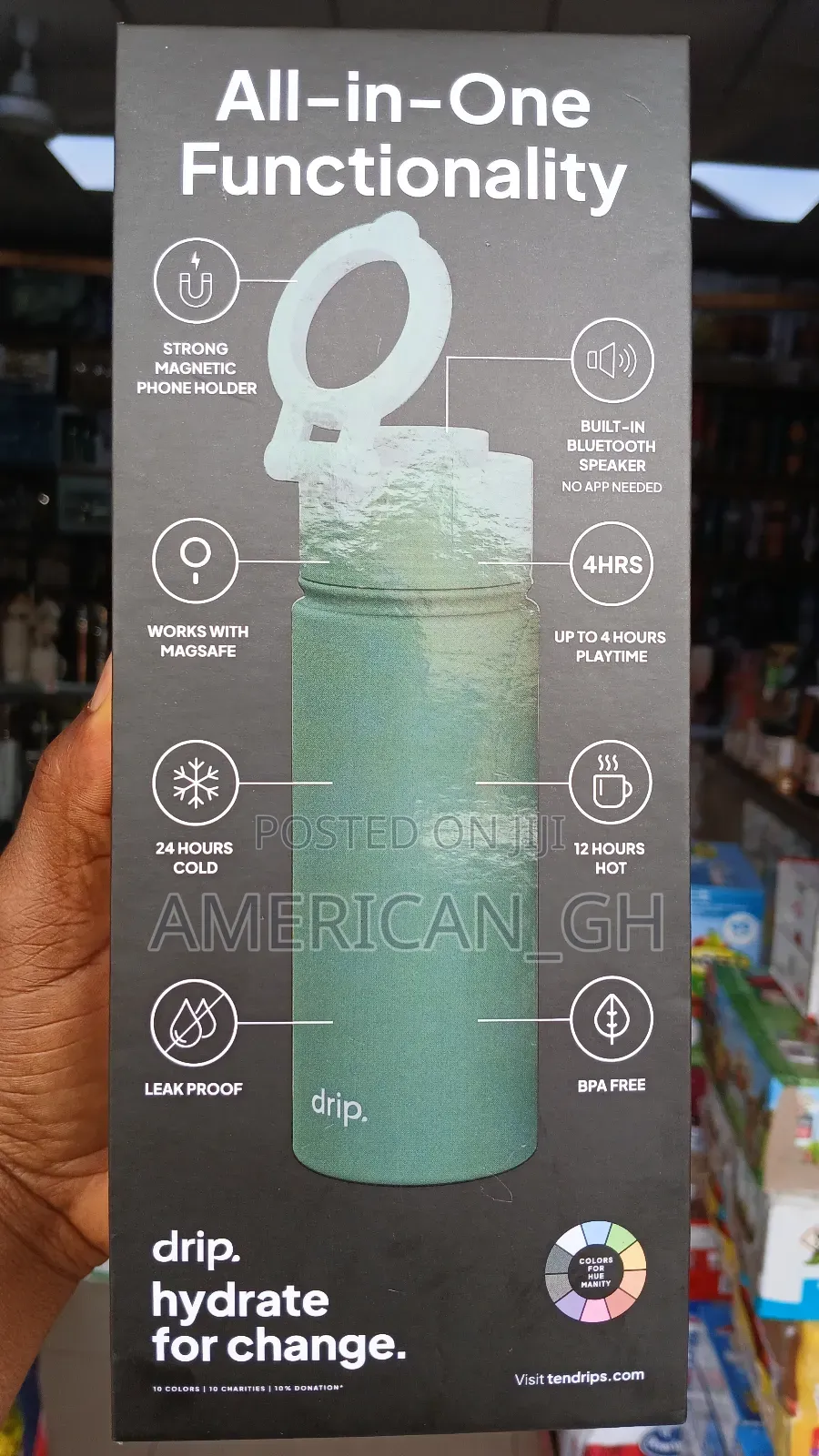 Drip 17oz Water Bottle Bluetooth Speaker With Phone Holder