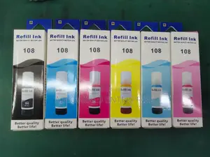Epson Ecotank 108 Ink L8050 L18050 Et-18050 (B,C, M, Y, Lc, Lm)