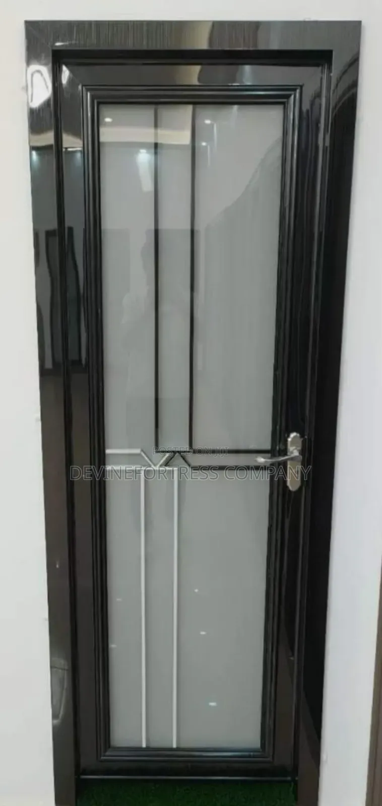 Elegant Opaque Black Glass Door