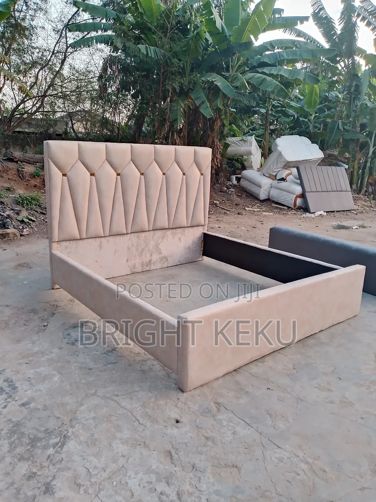 Queen Size Bed Frame Is Cream Materials
