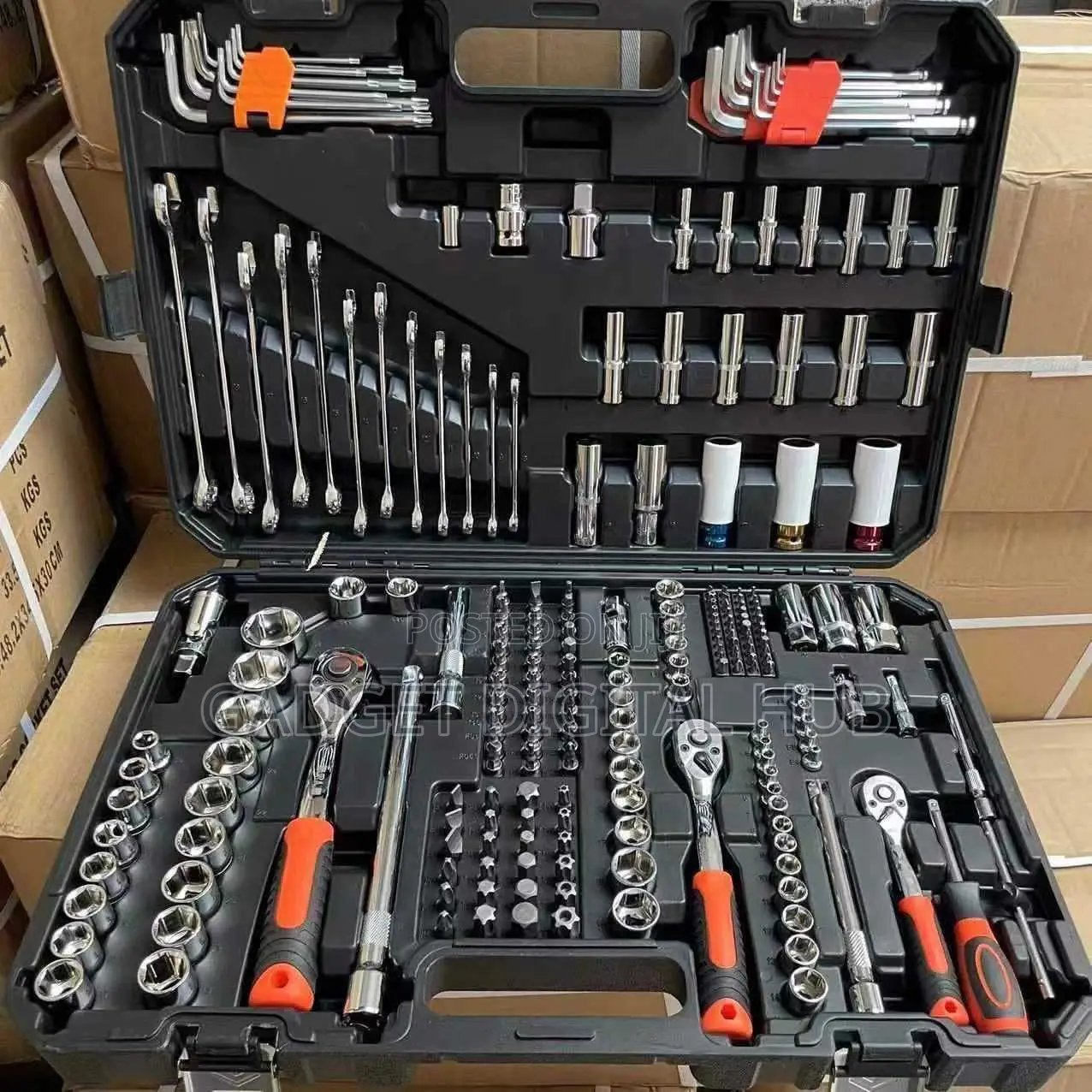 222pcs Repair Combination Tool Set (Black and Orange)