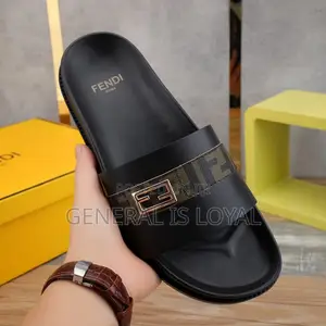 Fendi Roma Black Slides/Sandals