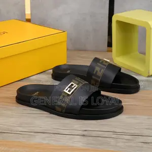 Fendi Roma Black Slides/Sandals