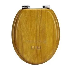 Round Elongated Wooden Toilet Seat Cover