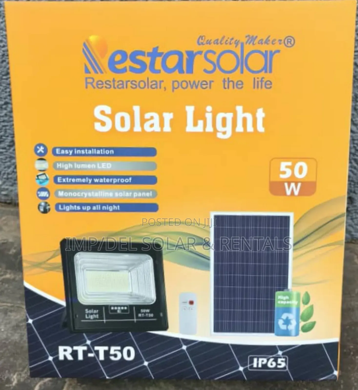 50w Solar Lights With Panel, Remote Control, Timer Functions