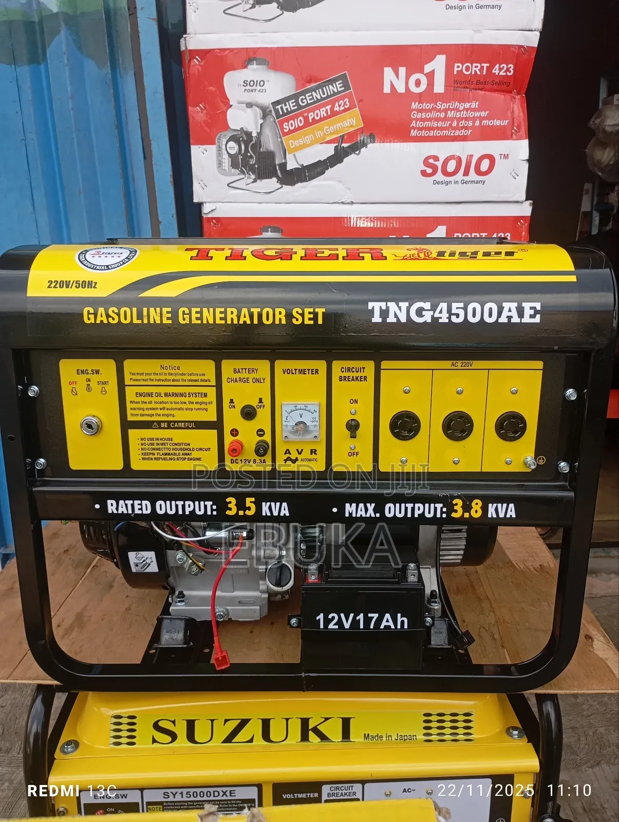 Tiger 4500 to 8800 Watts Generator With Key Starter Tyres.