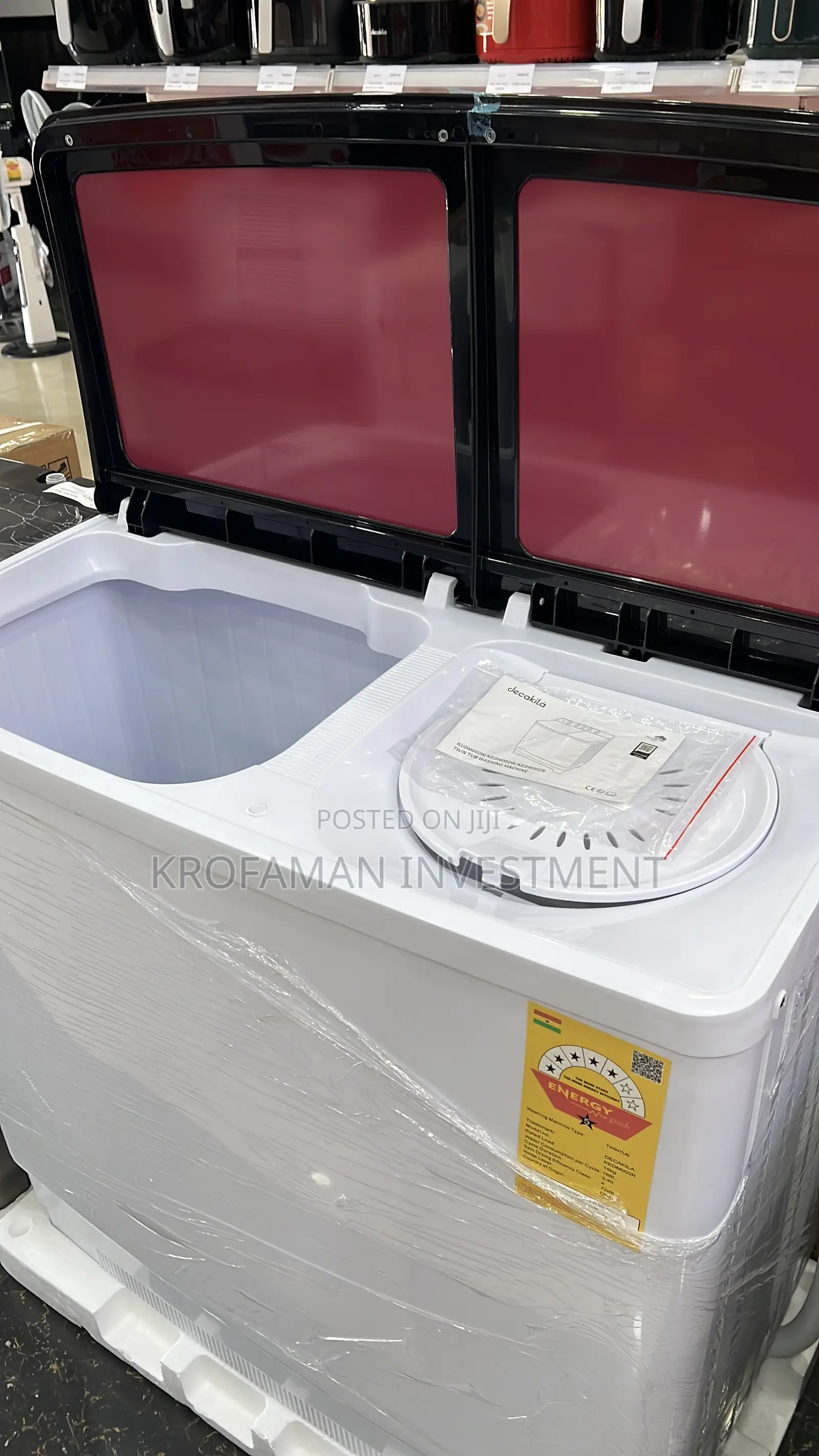 Decakila Kedm002r 15kg Twin Tub Semi-Automatic Washing Machi