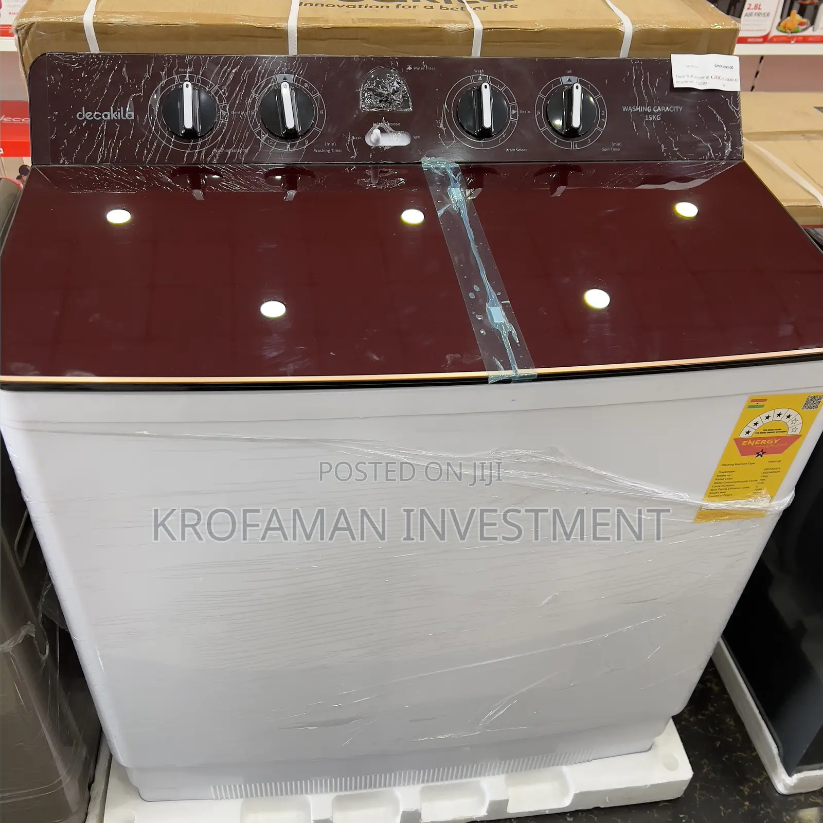 Decakila Kedm002r 15kg Twin Tub Semi-Automatic Washing Machi