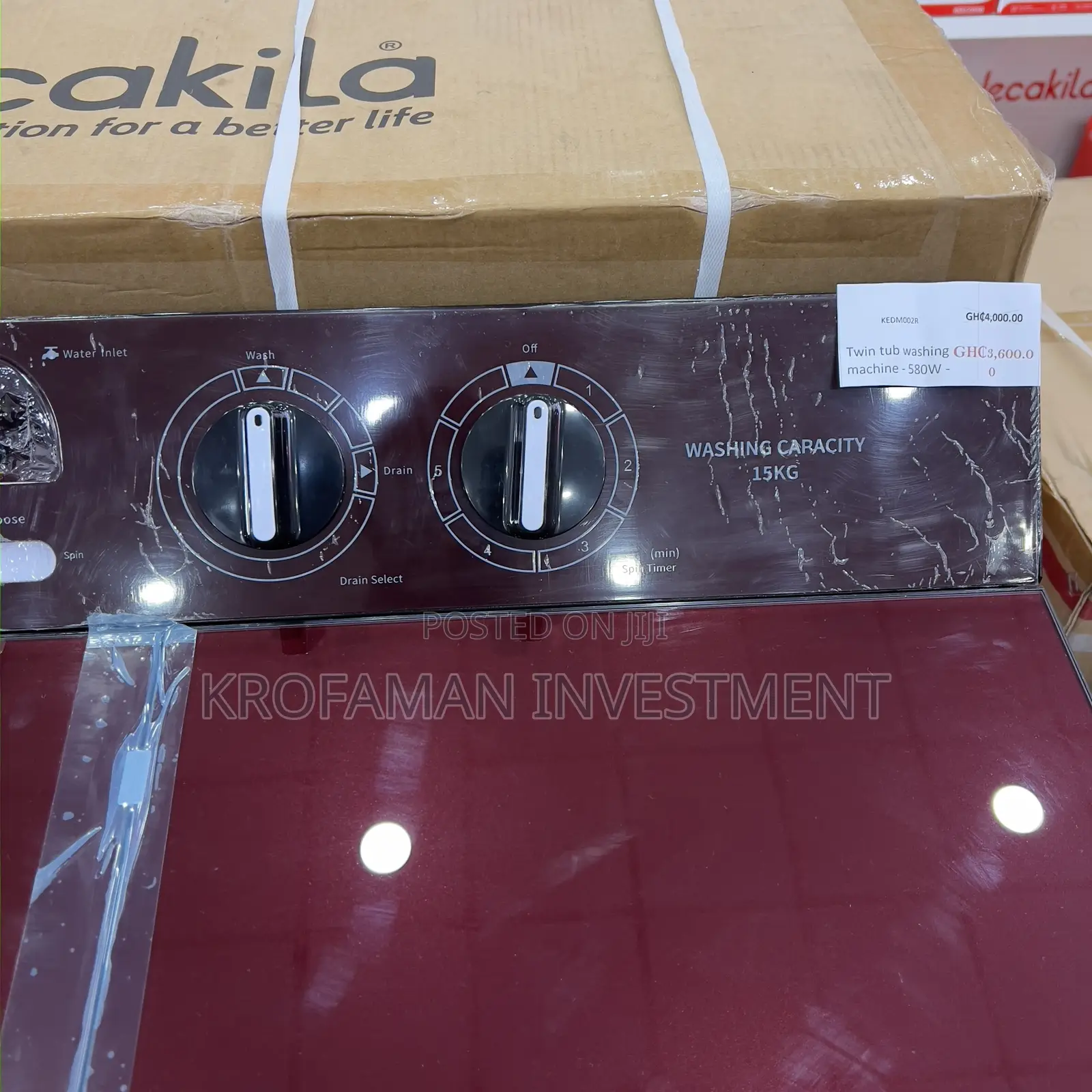 Decakila Kedm002r 15kg Twin Tub Semi-Automatic Washing Machi