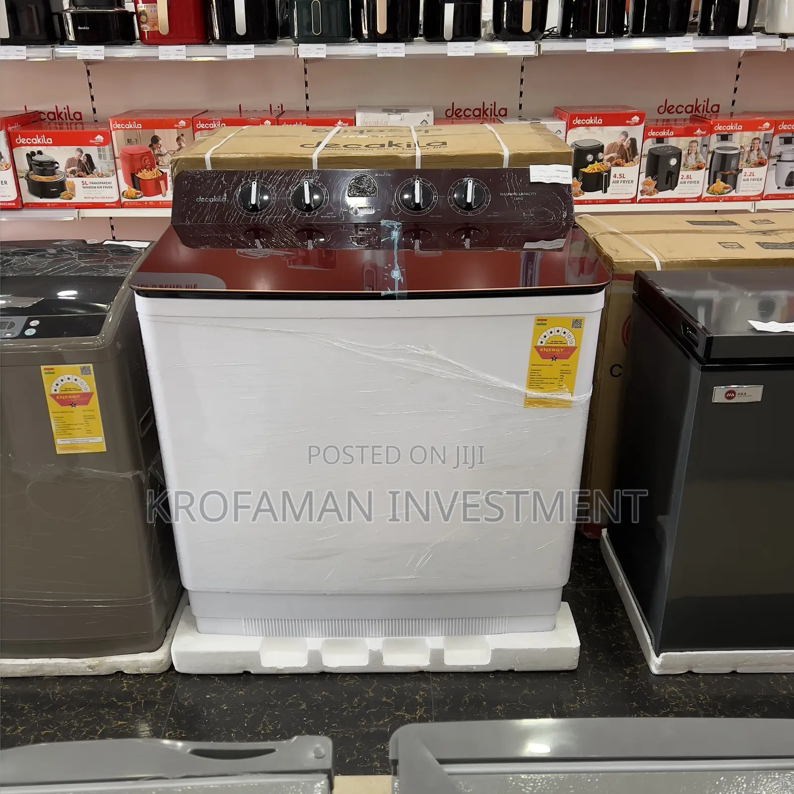 Decakila Kedm002r 15kg Twin Tub Semi-Automatic Washing Machi