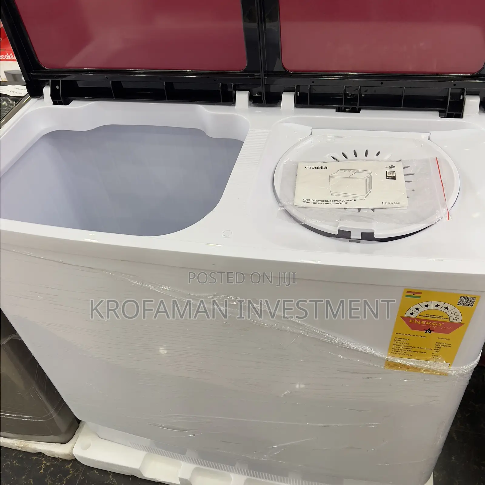 Decakila Kedm002r 15kg Twin Tub Semi-Automatic Washing Machi