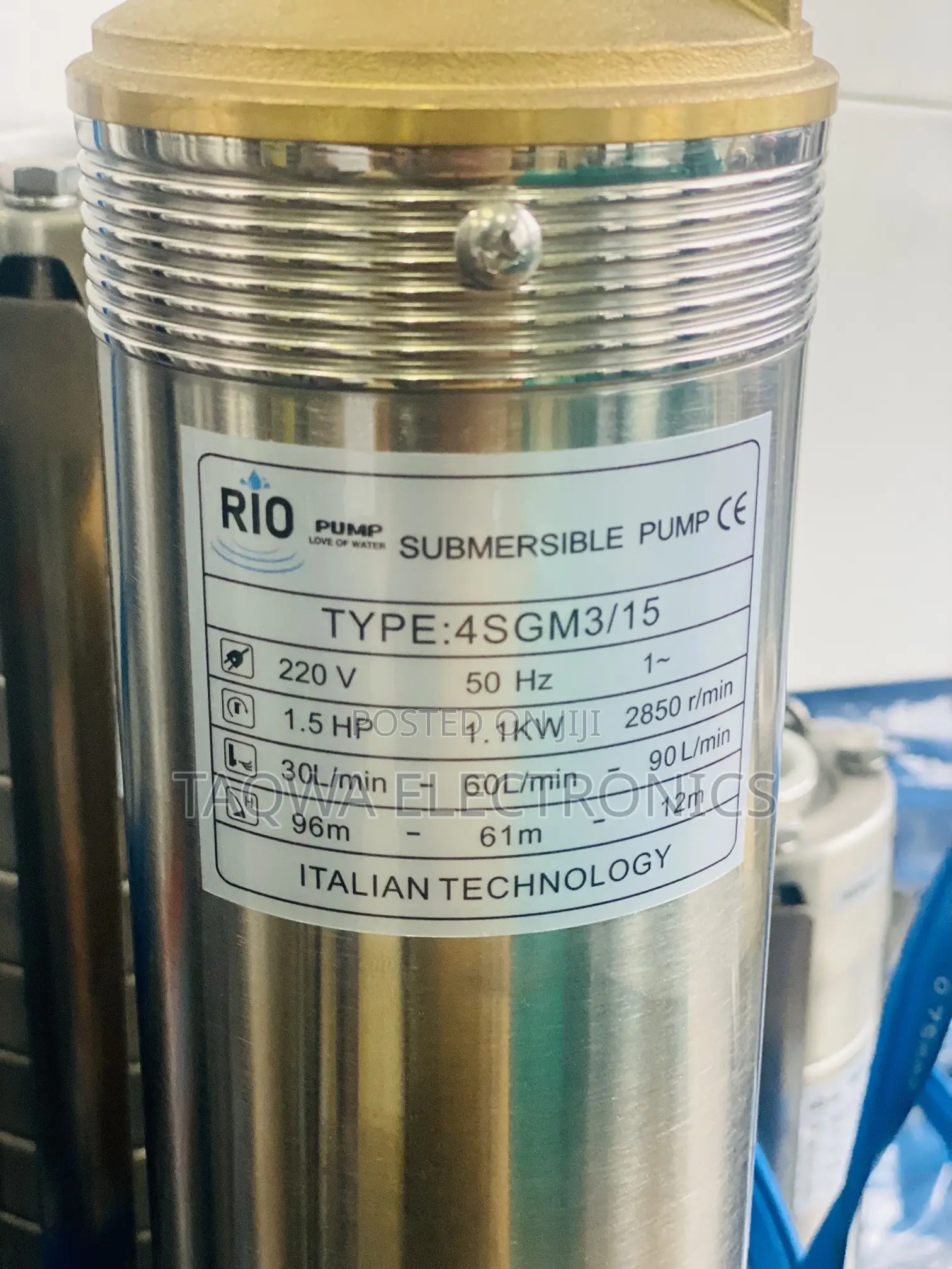 Quality Rio Submersible Borehole Pump 1.5hp