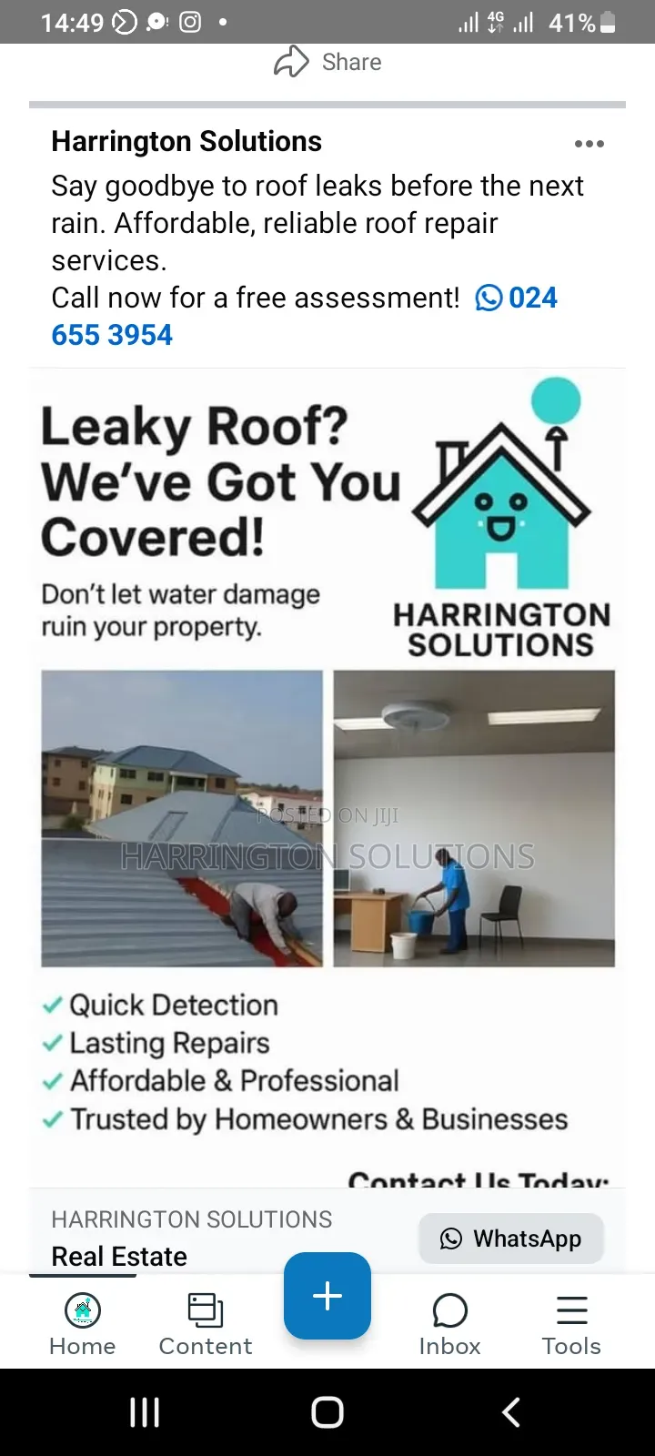 Roof Leakage Repairs Sale of Waterproofing Materials