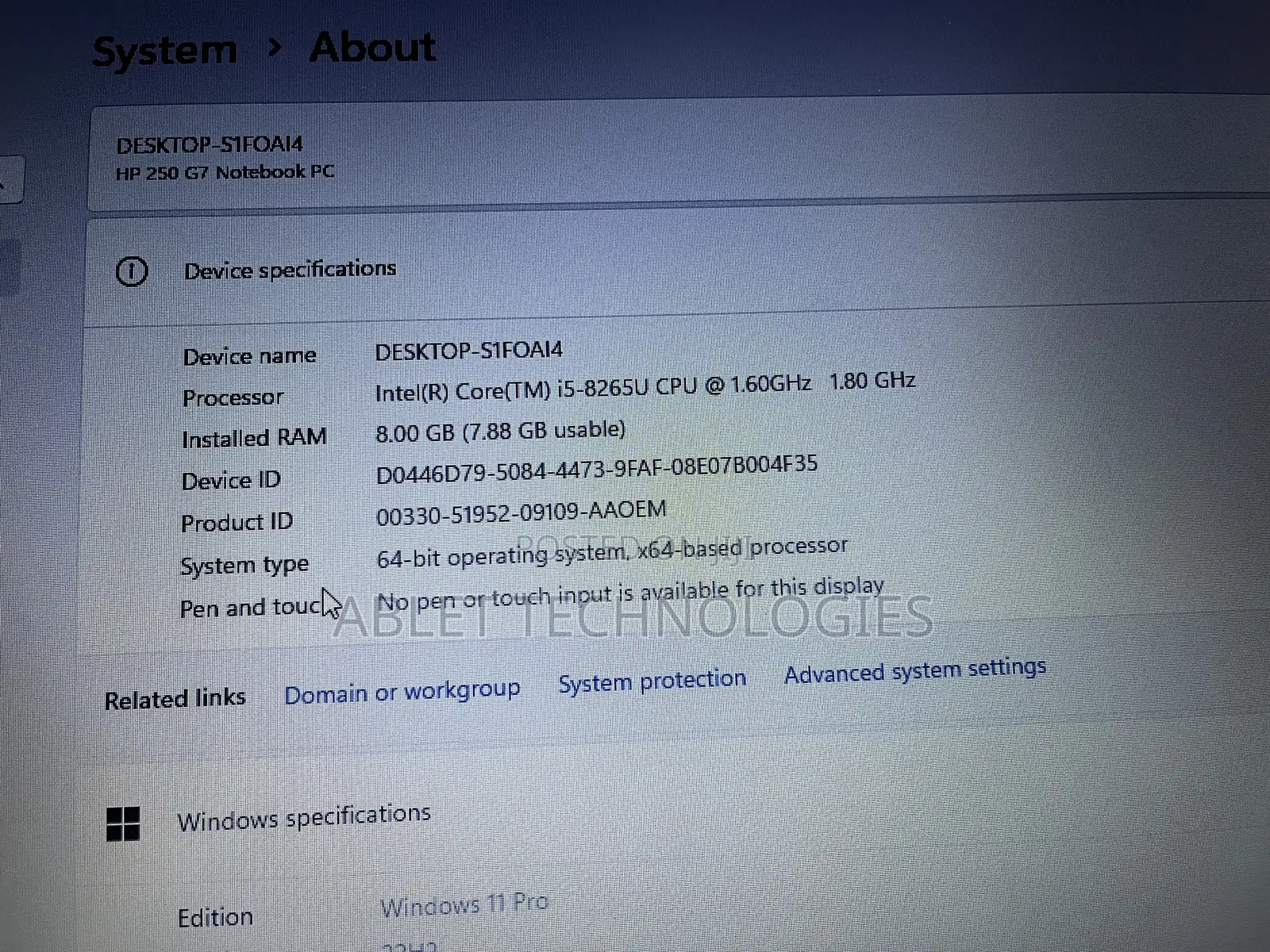 Laptop HP 250 G7 8GB Intel Core i5 SSD 256GB