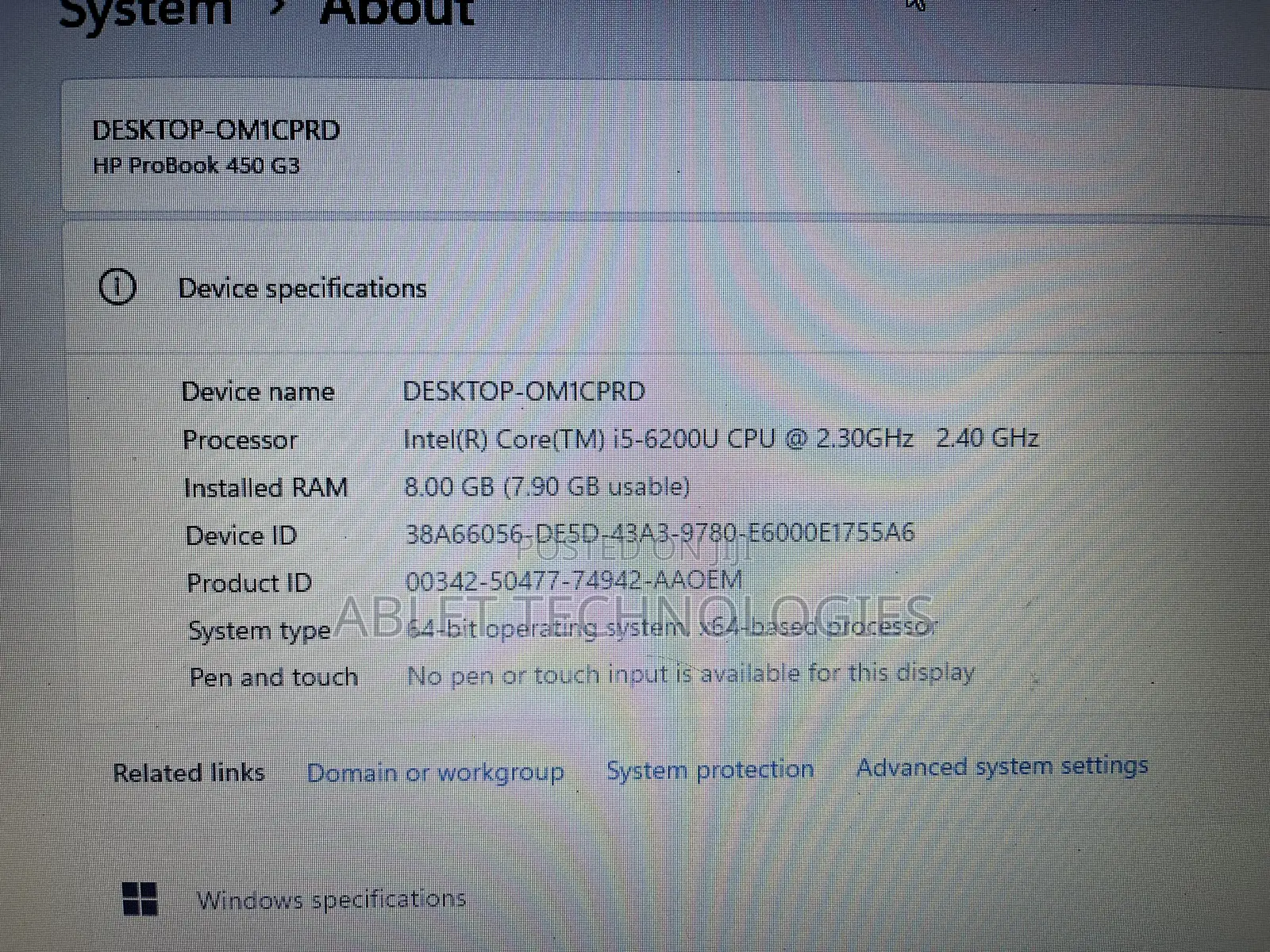 Laptop HP ProBook 450 G3 8GB Intel Core I5 HDD+SSD 500GB