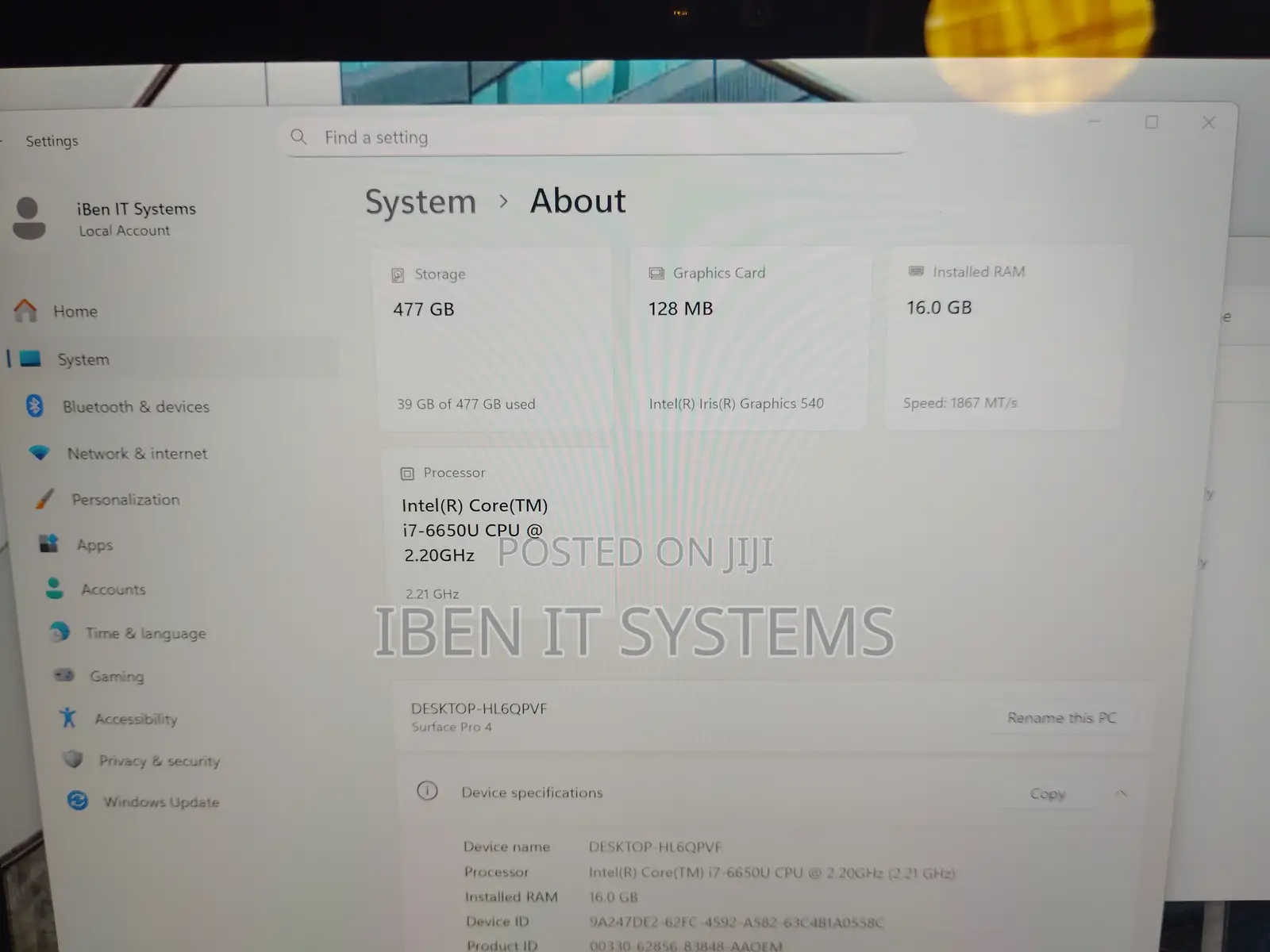 Laptop Microsoft Surface Pro 4 16GB Intel Core I7 SSHD (Hybrid) 512GB