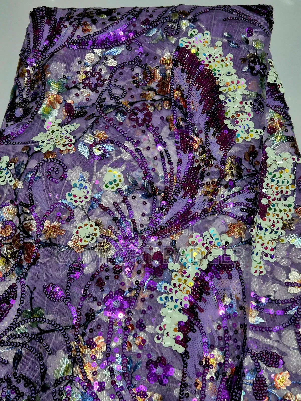 Purple Lace With Multi Coloured Sequin