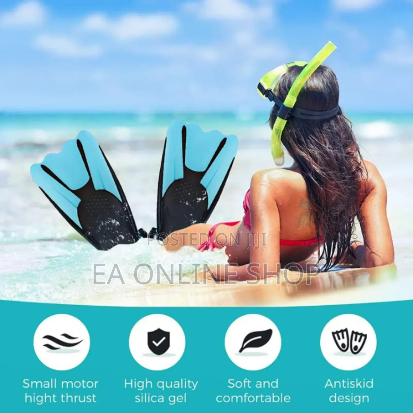 Short Fins Silicone Swimming Diving Flippers